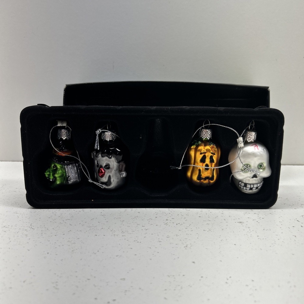 Pier 1 Imports Set of 5 Halloween Glass Ornaments 2" - ‼️Missing One‼️